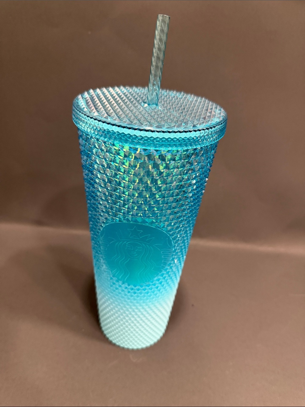 Starbucks Turquoise to White Studded Cold Cup with Straw